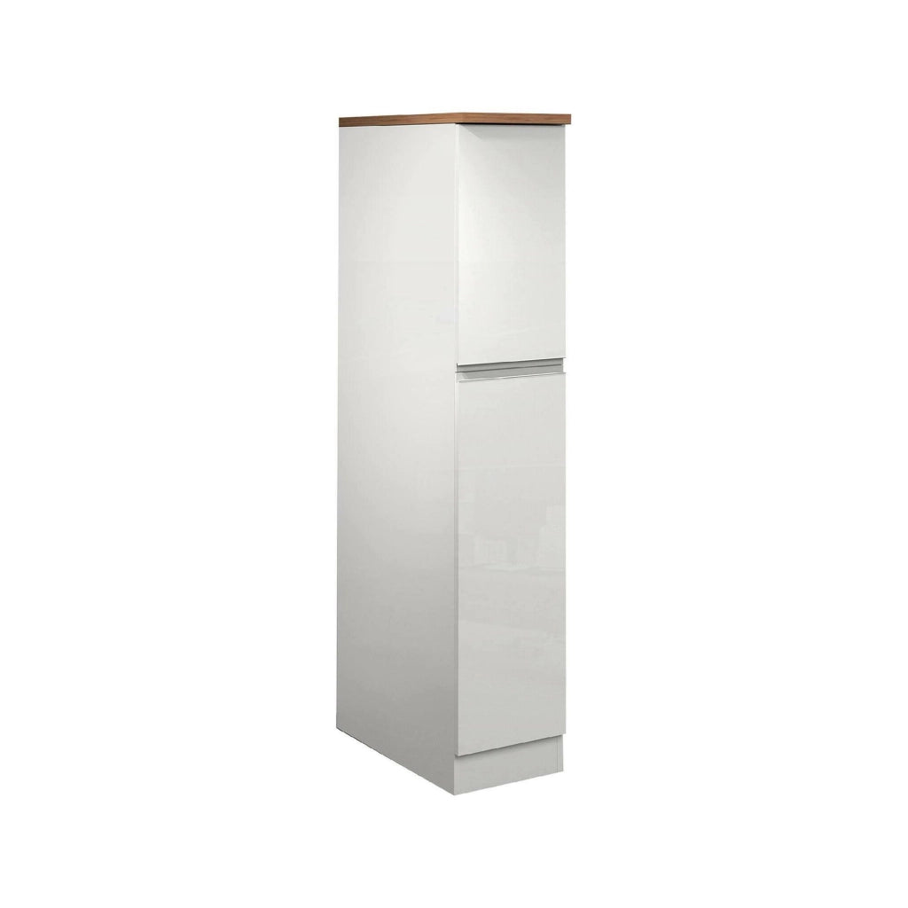 Dispensa da cucina Atrax, Mobile multiuso, Armadio portaoggetti a 2 cassettoni, 100% Made in Italy, 30x60h165 cm, Bianco lucido e Rovere