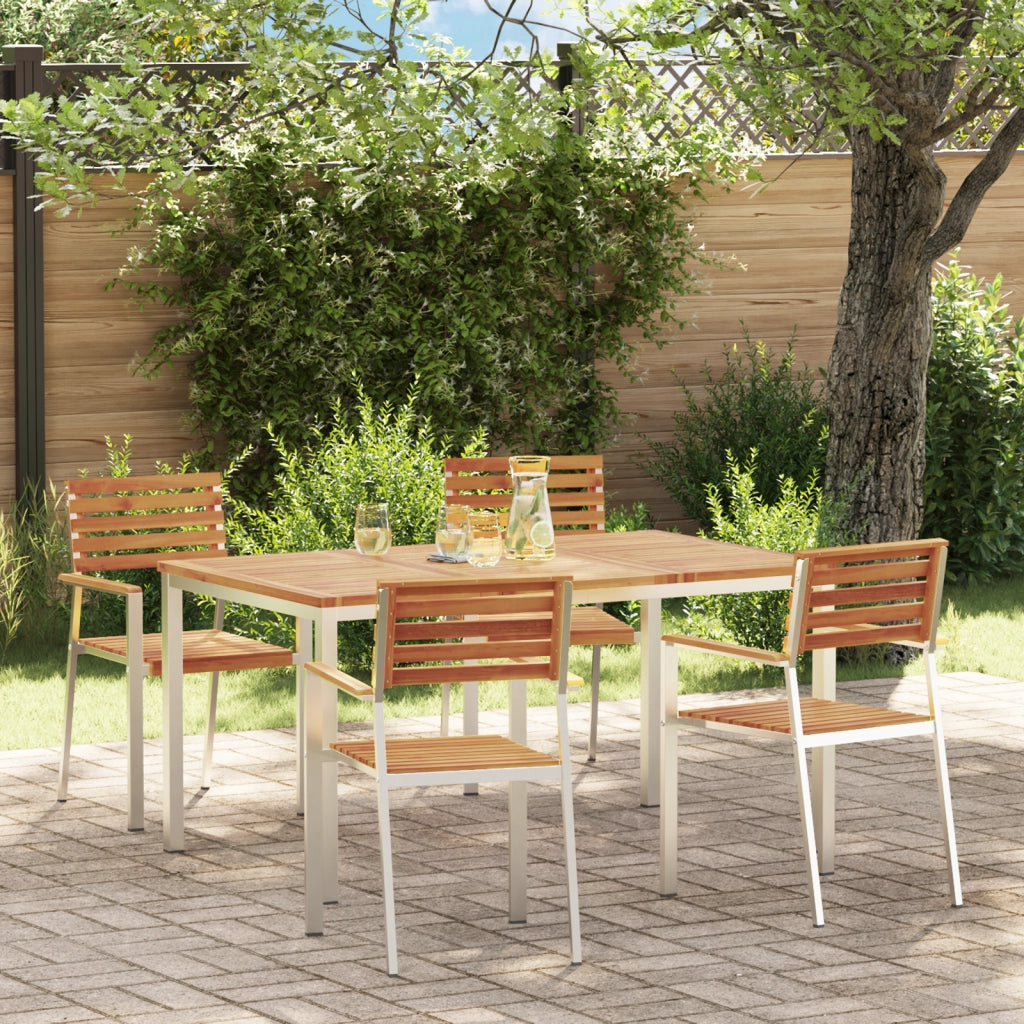 Set da Pranzo da Giardino 5 Pezzi in Legno Massello di Acacia