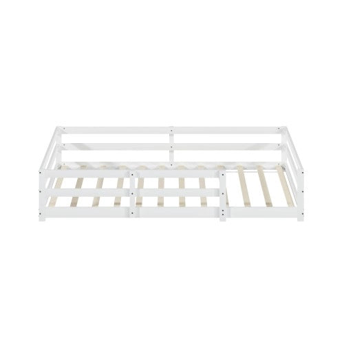 Letto Montessori in legno 140x200 bianco; sponde 4 lati; senza doghe; montaggio facile