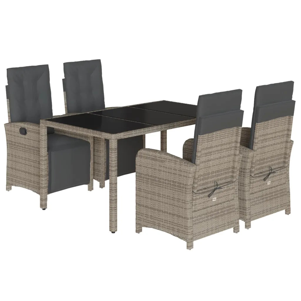 Set da Pranzo da Giardino 5 pz con Cuscini in Polyrattan Grigio 3212464
