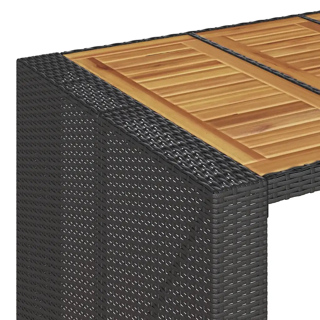 Set Bar da Giardino 7pz senza Cuscini Nero in Polyrattan Acacia 3328892