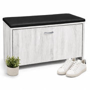 Panca Scarpiera Salvaspazio con Seduta Imbottita Ecopelle 60x24x41 cm Bianco