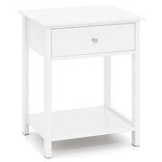 Comodino multifunzionale 48 x 40 x 58 cm con cassetto e ripiano aperto stile classico legno bianco 20_0013946