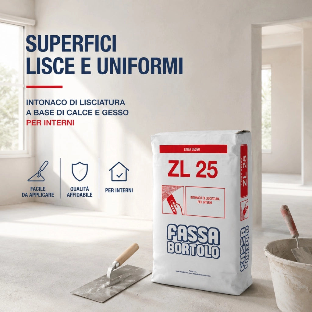 Fassa zl 25 intonaco di lisciatura a base di calce e gesso per interni 25 kg