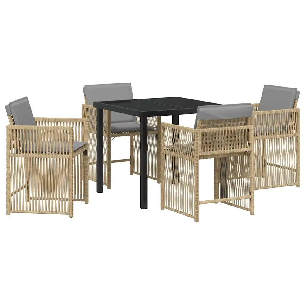 Set da Pranzo per Giardino 5 pcs Beige polyrattan 3380793