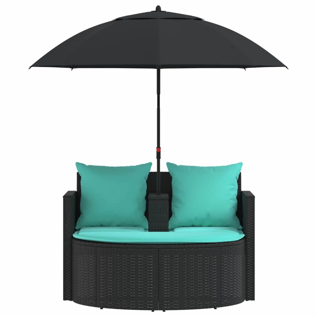 Divano da giardino con cuscino 8 pcs Nero e Turchese polyrattan 42025904