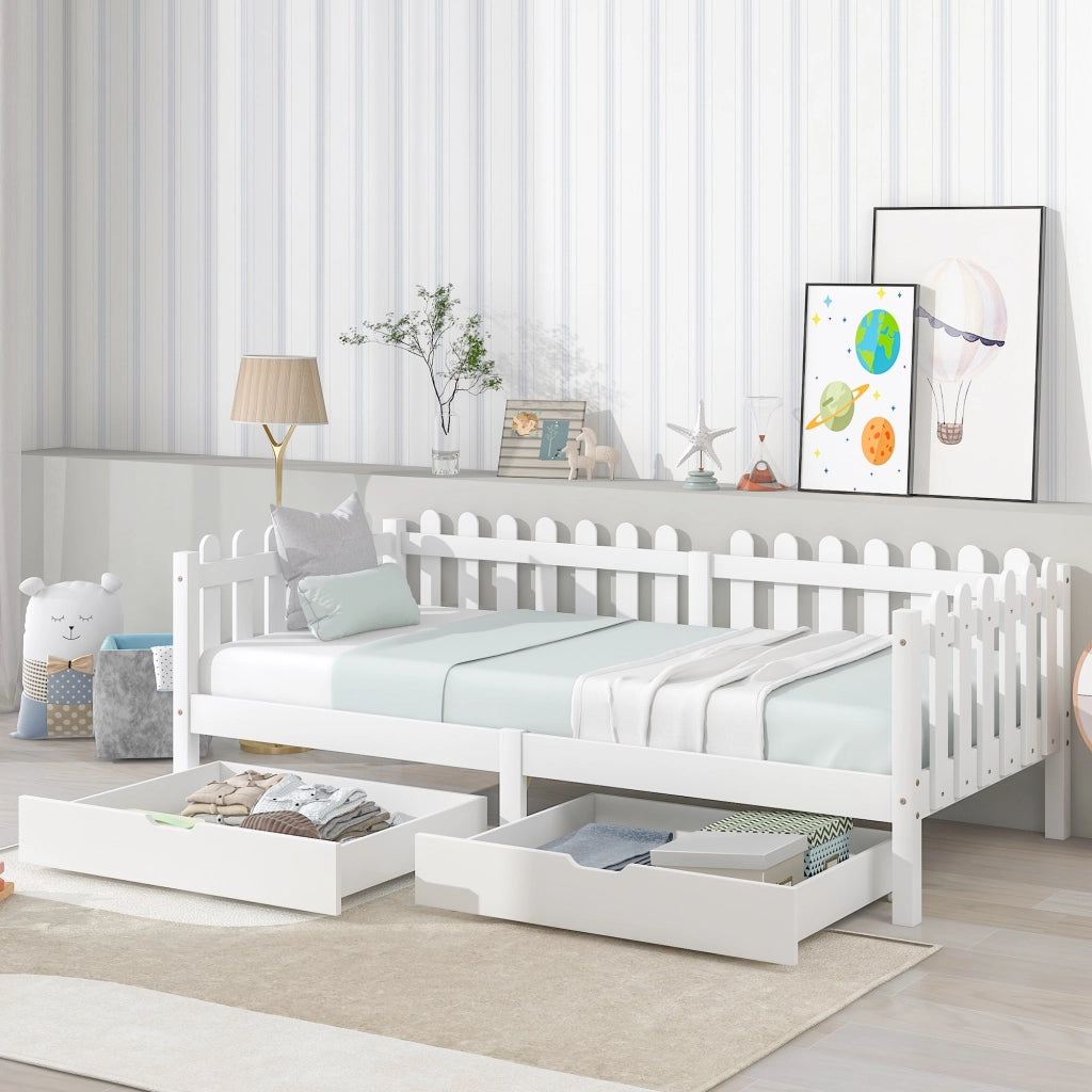 Cassetti contenitore sottoletto con 2 cassetti e ruote; in MDF; per camera da letto; 93x67x20 cm
