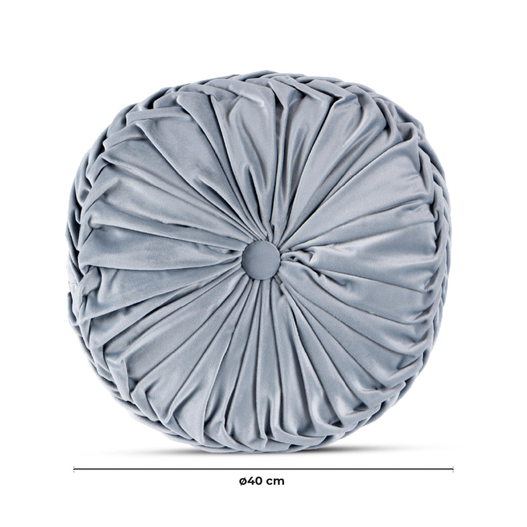 Cuscino Rotondo Zucca Effetto Velluto Circolari Per Divano Decorativo Letto 40 Cm  Azzurro