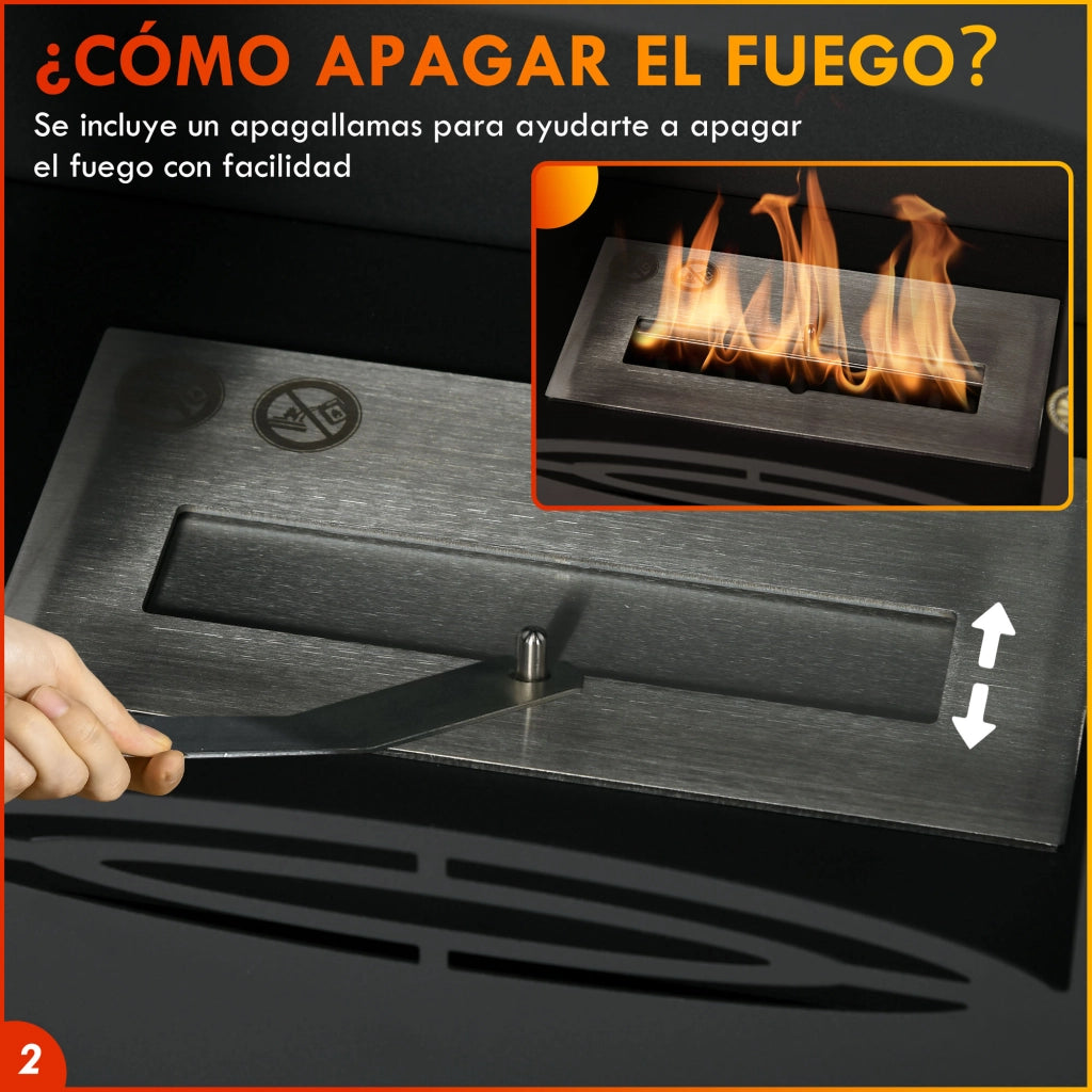 Caminetto a Bioetanolo 7000 BTU ¨C zephmum ¨C Nero 39x26x54 cm