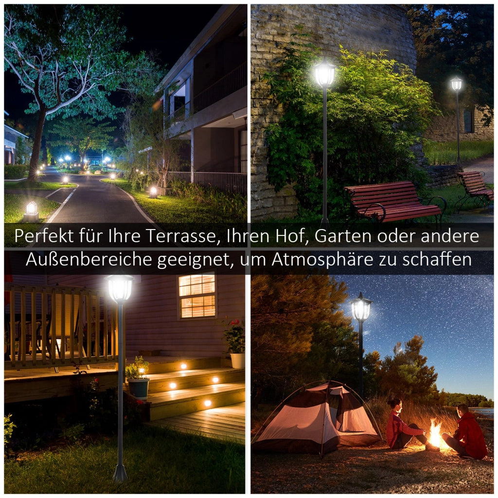 Lanterna Solare Da Giardino Luce Fredda Nero Plastica Per Esterni Accensione Automatica 6 Luci