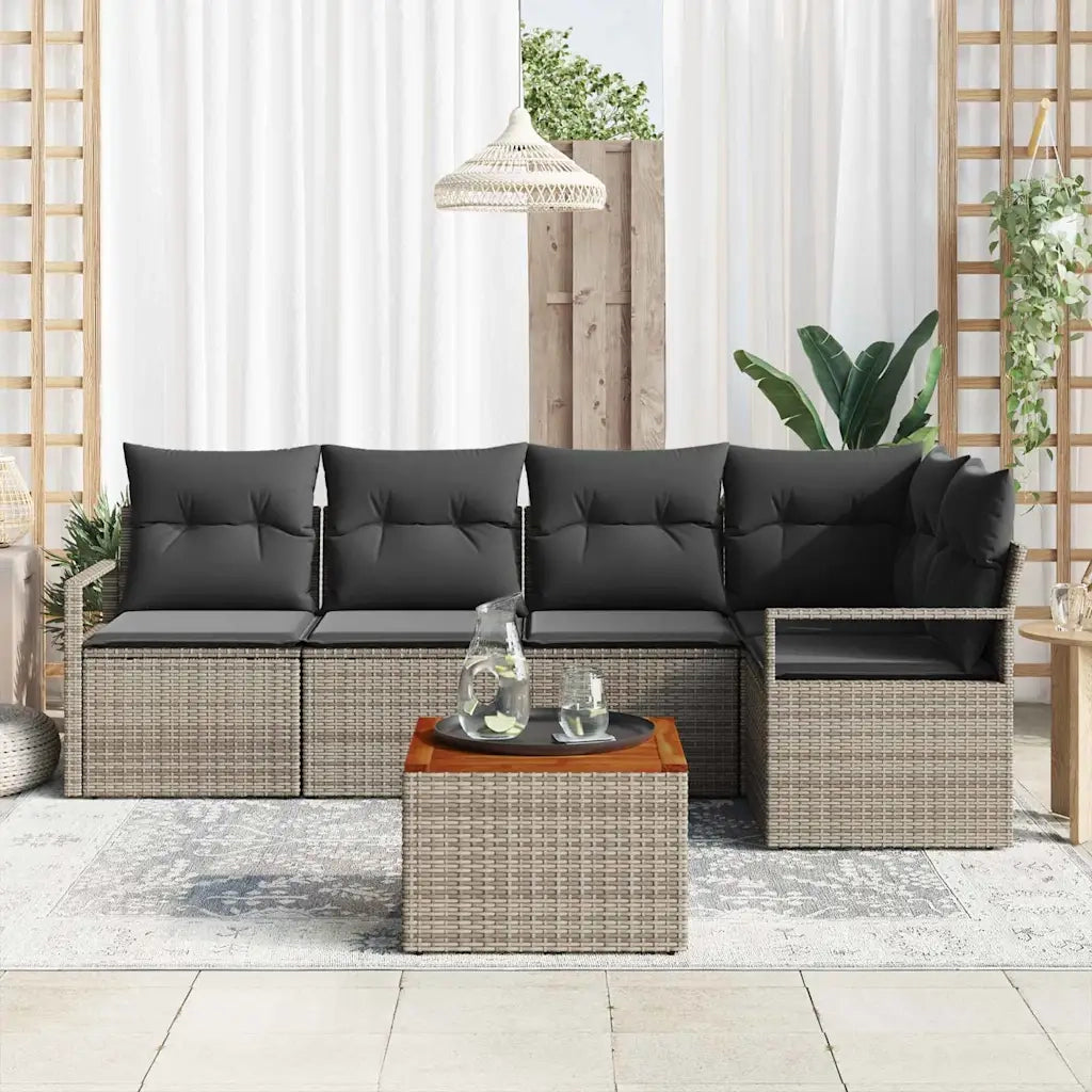 Set Divano da Giardino 6 pcs Grigio polyrattan 3356375