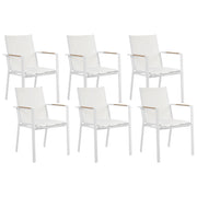 Set di 6 sedie da pranzo da giardino Telaio in alluminio bianco Materiale sintetico Design moderno per esterni