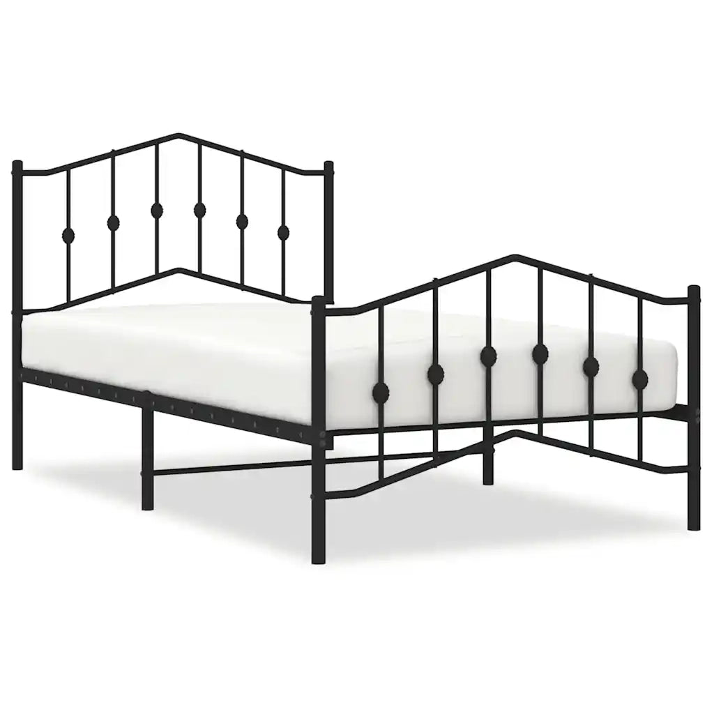 Giroletto con Testiera e Pediera Metallo Nero 100x190 cmcod mxl 84234