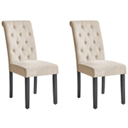 Set di 2 Sedie da Pranzo Tessuto Beige Glam Design Moderno Gambe in Legno Nero