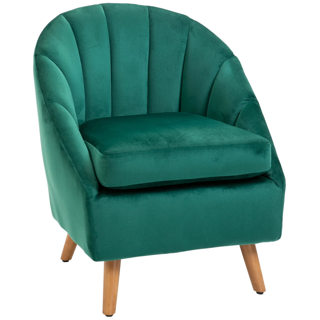 Poltrona in Velluto Verde con Imbottitura ¨C Zephmum ¨C Legno 67x65x77cm