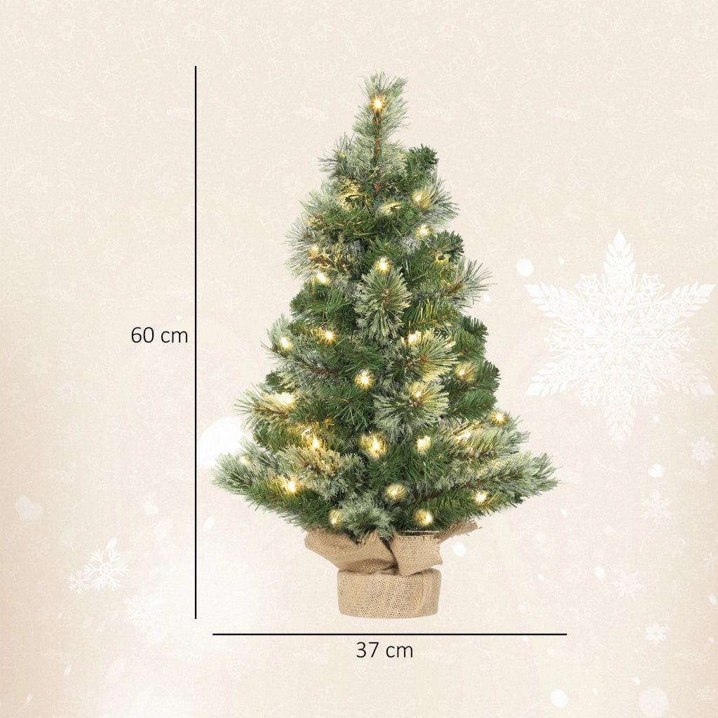 Albero di Natale Piccolo 60 cm con 35 LED Bianchi Caldi e 68 Rami Ignifughi