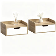 TAVOLINO da parete Set da 2 pezzi 40x30x19,5 cm Legno naturale e bianco