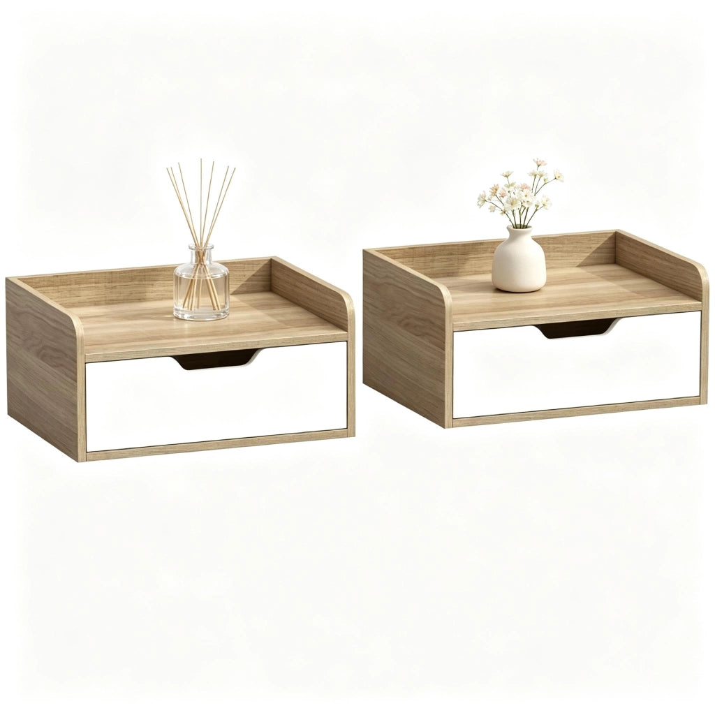 TAVOLINO da parete Set da 2 pezzi 40x30x19,5 cm Legno naturale e bianco