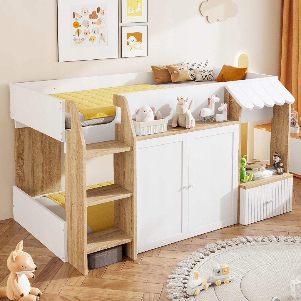 Letto a castello per bambini - Xylo - 90x200 - Quercia bianca senza materasso