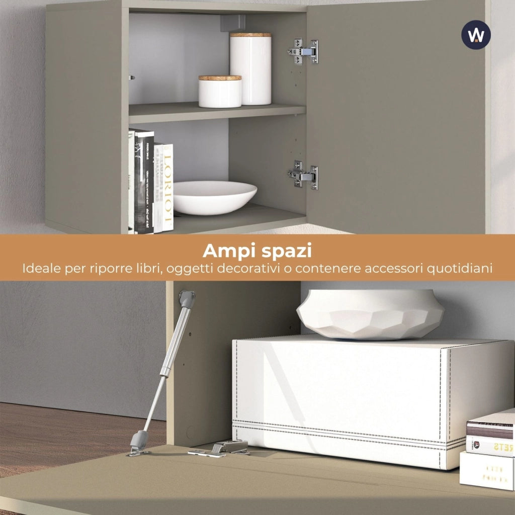 WHOUS Parete attrezzata Chronos set soggiorno tortora opaco e rovere 180/290x40 cm