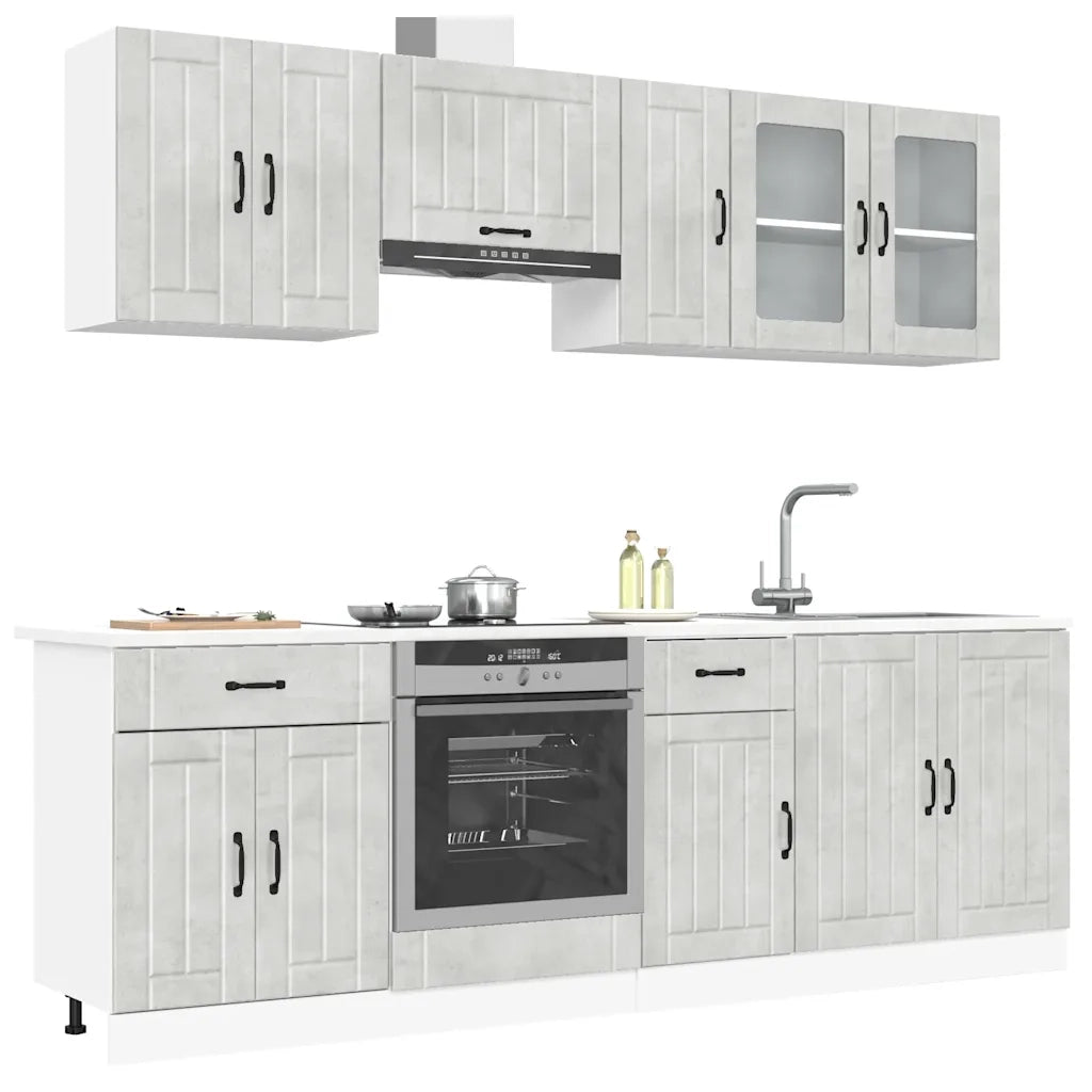 Set Mobili da Cucina 8 pz Lucca Grigio Cemento in Truciolato 3314835