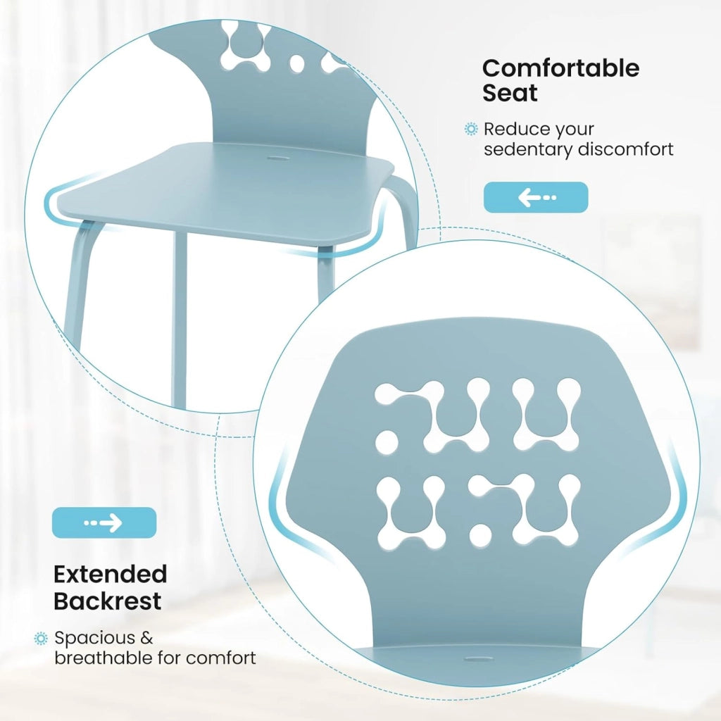 Set di 4 sedie da sala da pranzo, sedia da cucina in PP e metallo, sedia portatile ergonomica con schienale allungato, sedia da pranzo senza braccioli, carico 150 kg (blu)