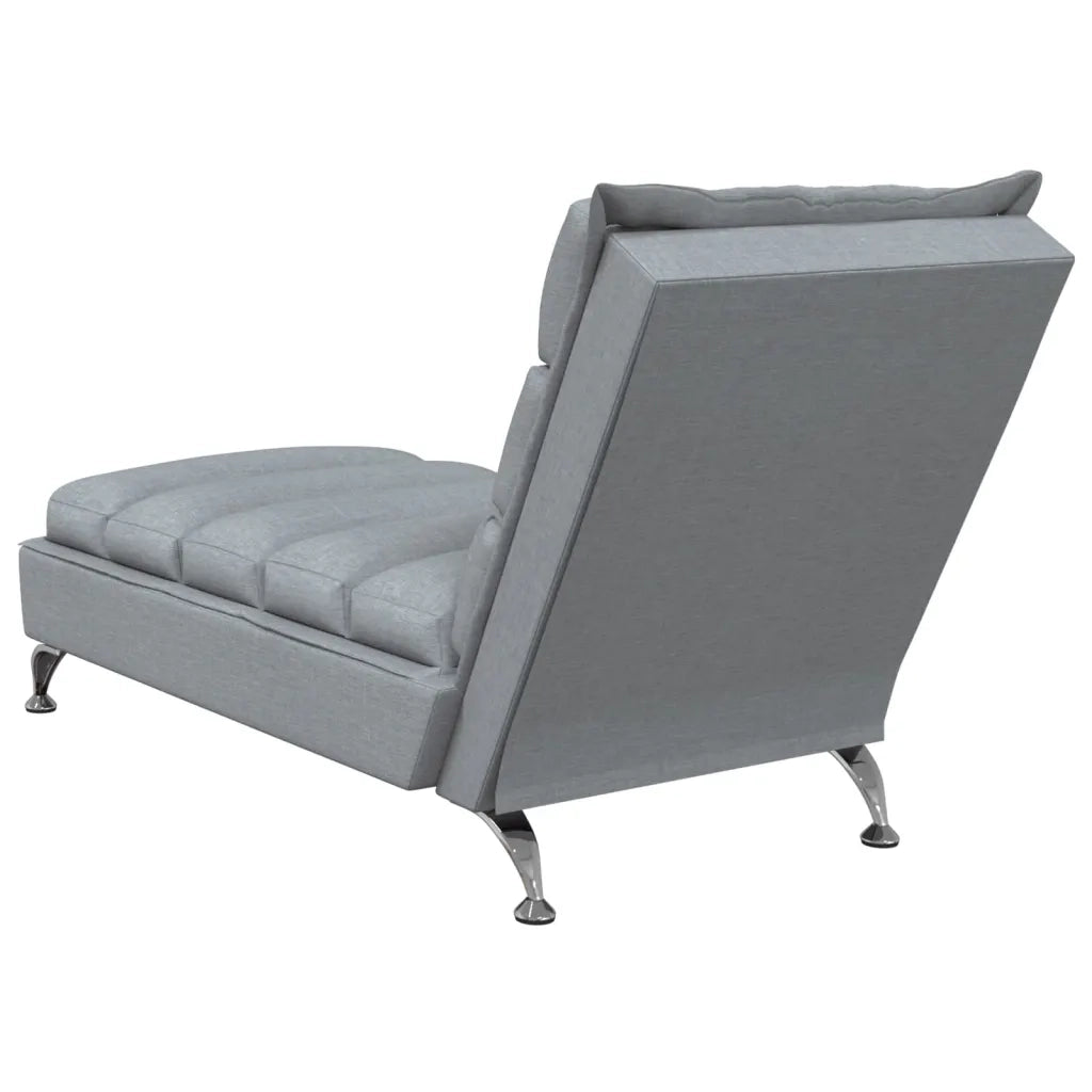 Chaise Longue con Cuscini Grigio Chiaro in Tessuto CFW4389696