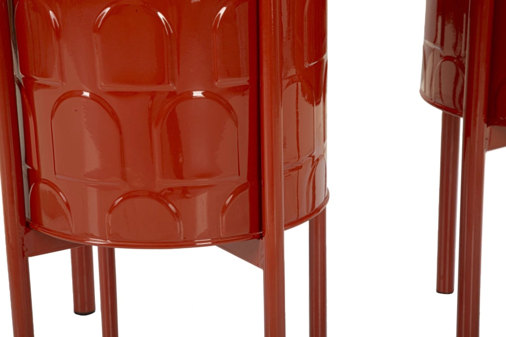 Porta Vasi Archy Tris Ø36x58 cm - Ø30x48 cm - Ø24x38 cm in Ferro Rosso