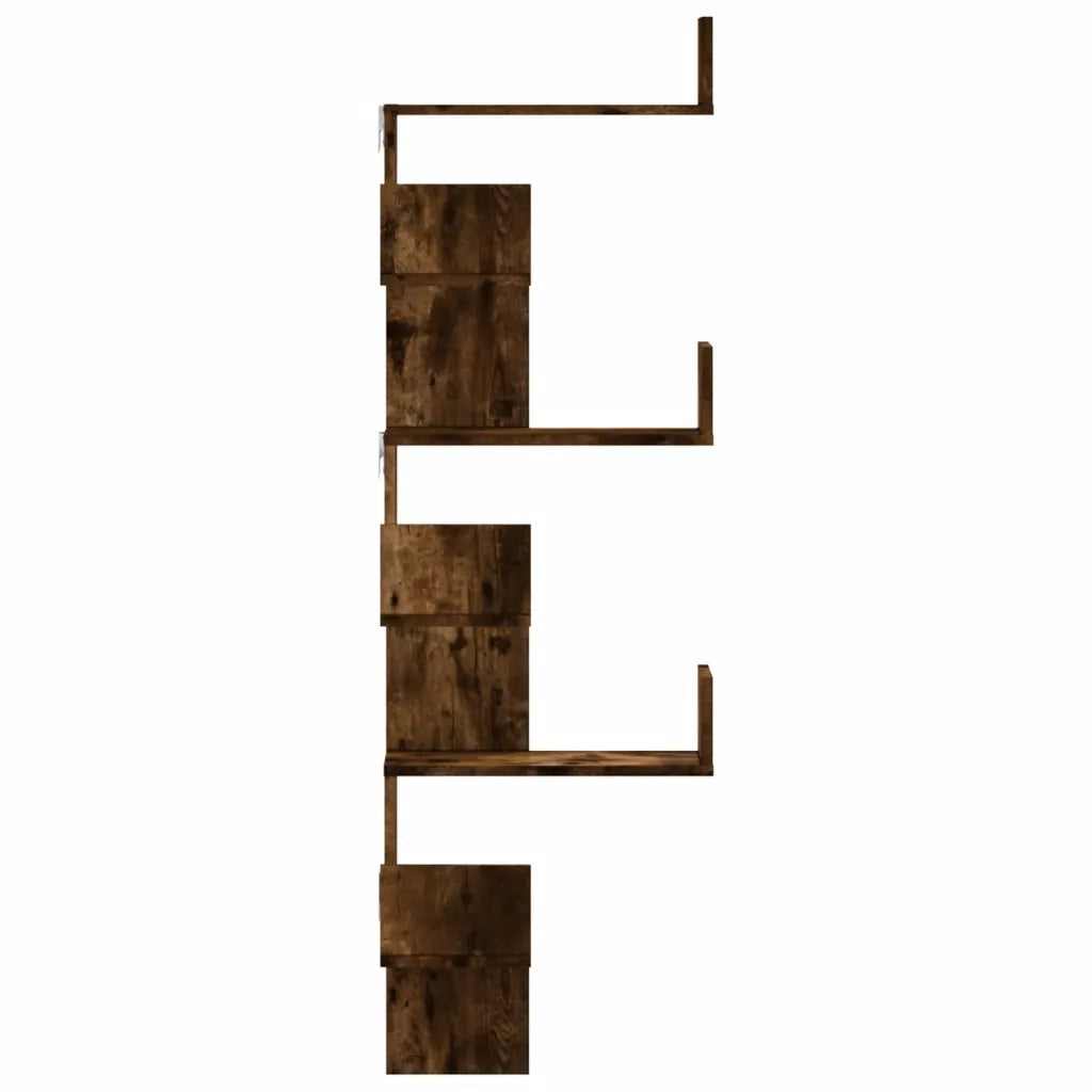Scaffale Angolare a Muro Rovere Fumo 45x45x147 cm Multistrato