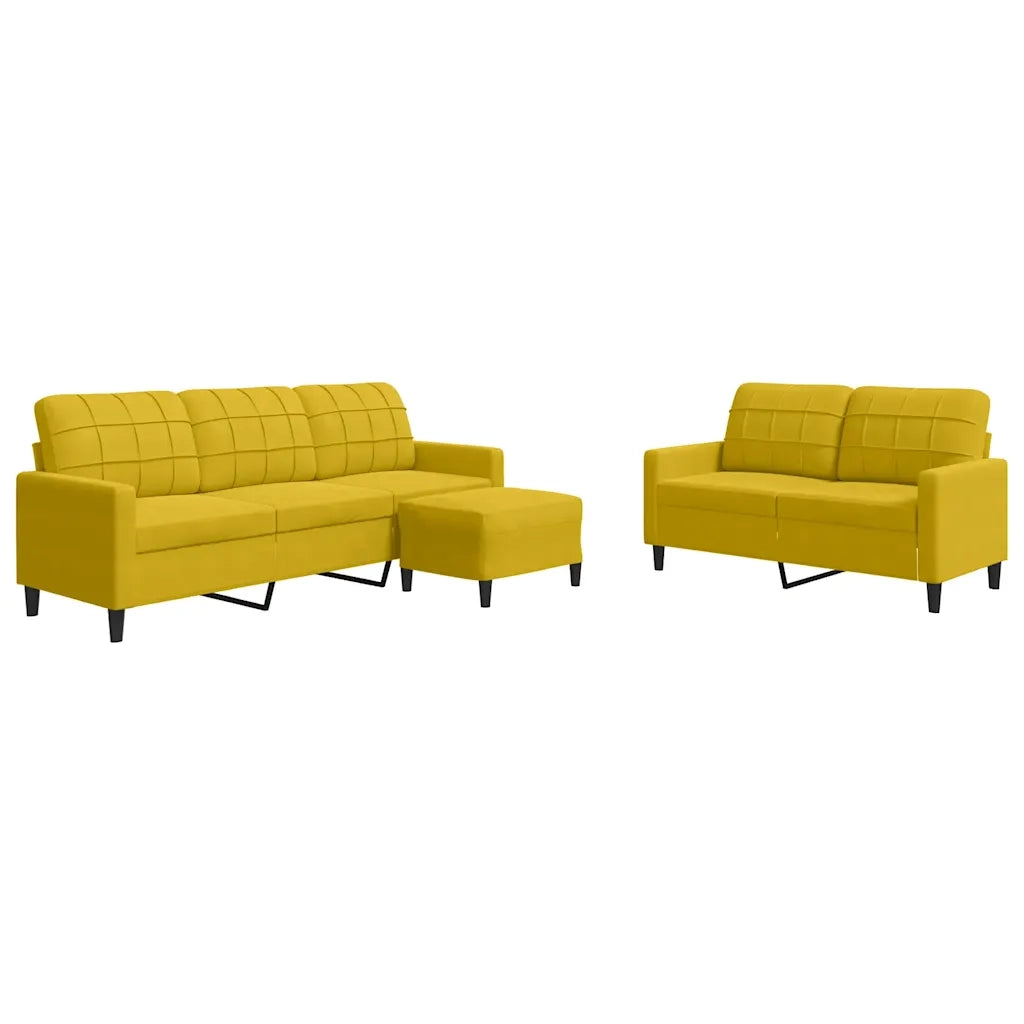 Set di Divani 3 pz con Cuscini giallo in Velluto 3278407