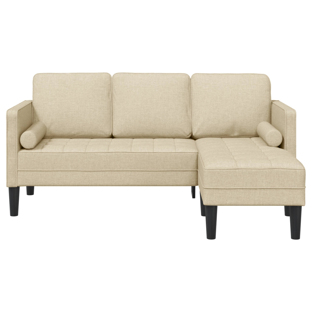 Divano L-Shaped a 3 Posti Crema 160 cm in Tessuto