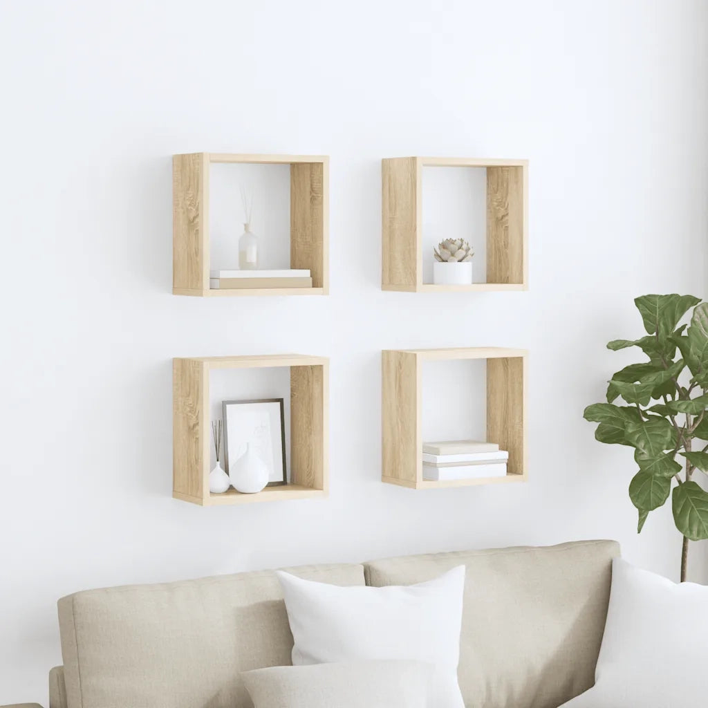 Mensole a Cubo 4 pz Rovere Sonoma 30x15x30 cm 807008