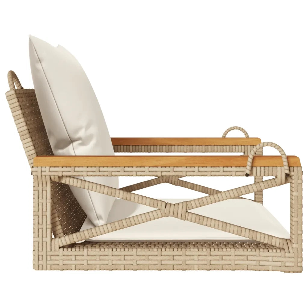 Panchina a Dondolo con Cuscini Beige 63x62x40 cm in Polyrattan 368175
