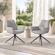 Sedia girevole 360° con braccioli in tessuto e metallo nero e grigio