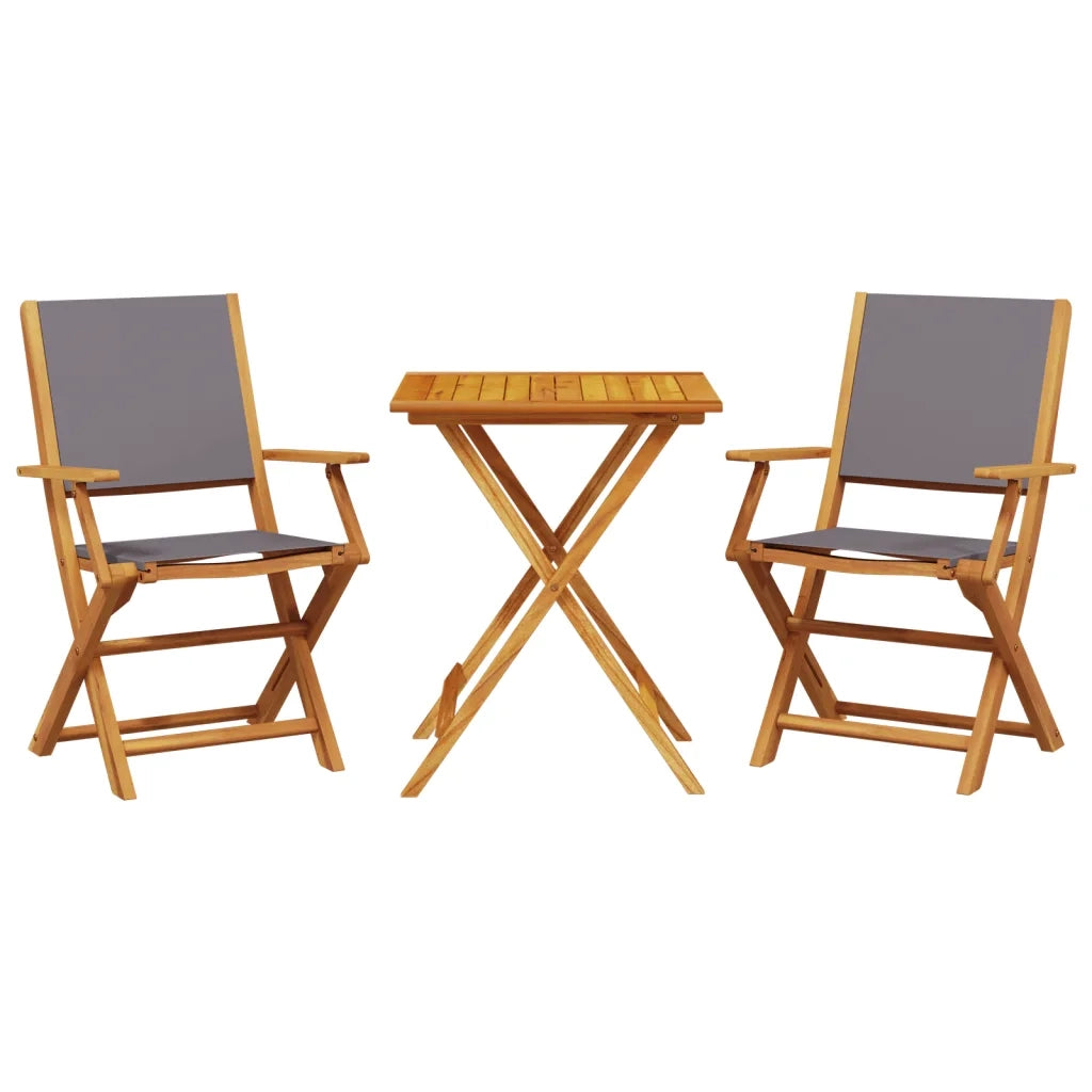Set da Bistrot 3pz | Set Salotto da Giardino Antracite in Tessuto e Legno Massello