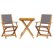 Set da Bistrot 3pz | Set Salotto da Giardino Antracite in Tessuto e Legno Massello