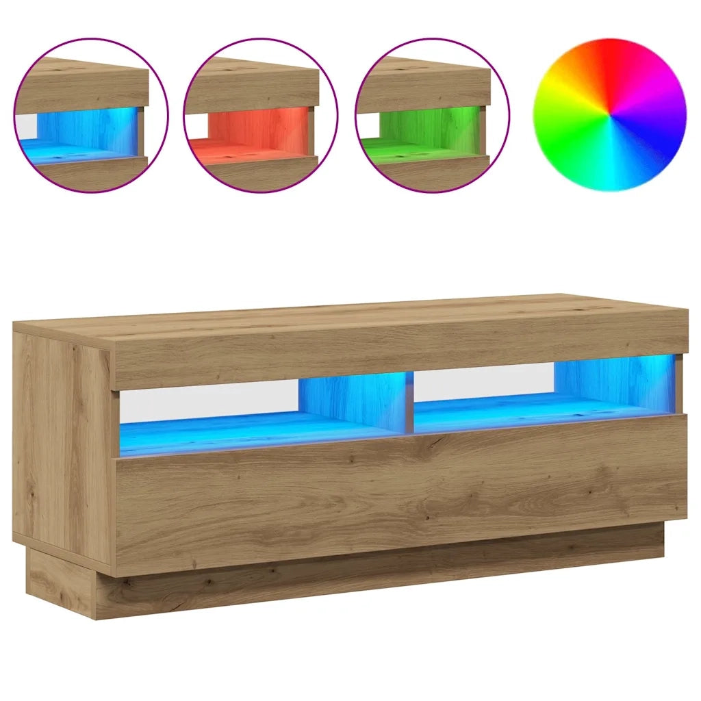 Mobile TV con Luci LED Artigianale 100x35x40 cm Truciolato 856356