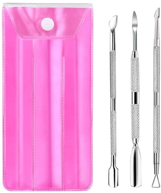 Kit di rimozione smalto unghie, 3 pezzi strumento esfoliante smalto gel, attrezzi manicure e pedicure in acciaio inossidabile, scrub metallico per unghie delle dita e dei piedi