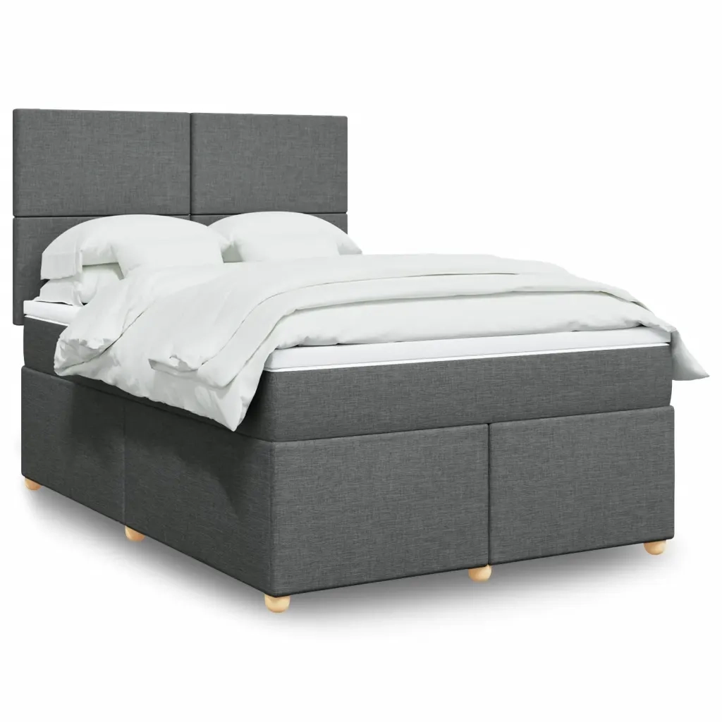 Giroletto a Molle con Materasso Grigio Scuro 160x200 cm Tessuto