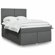 Giroletto a Molle con Materasso Grigio Scuro 160x200 cm Tessuto