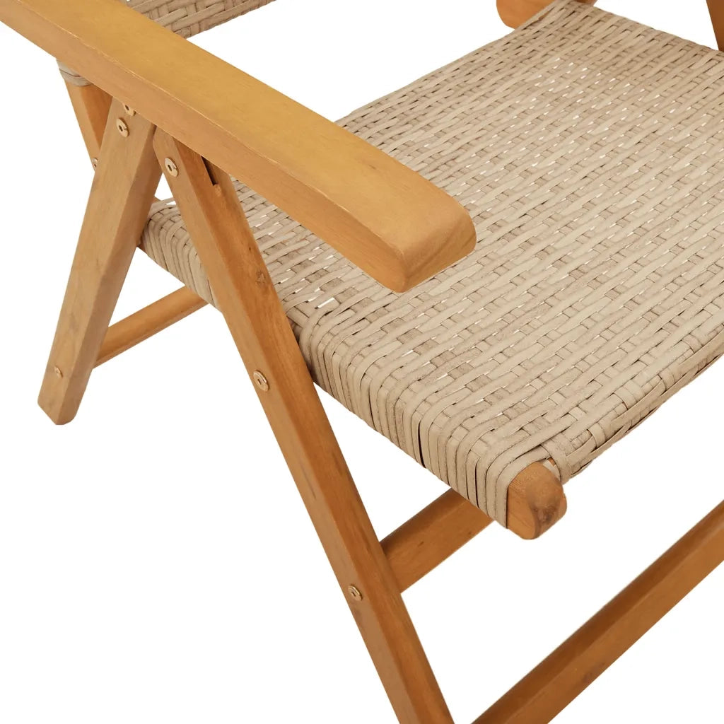 Sedie da Giardino 2 pz | Sedie da Esterno Beige Legno Massello Acacia e Polyrattan