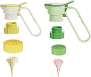 Fles per servire liquido - dispenser di olio con filtro e cucchiaio - per salse per insalate soia vino aceto - Pacchetto da 2