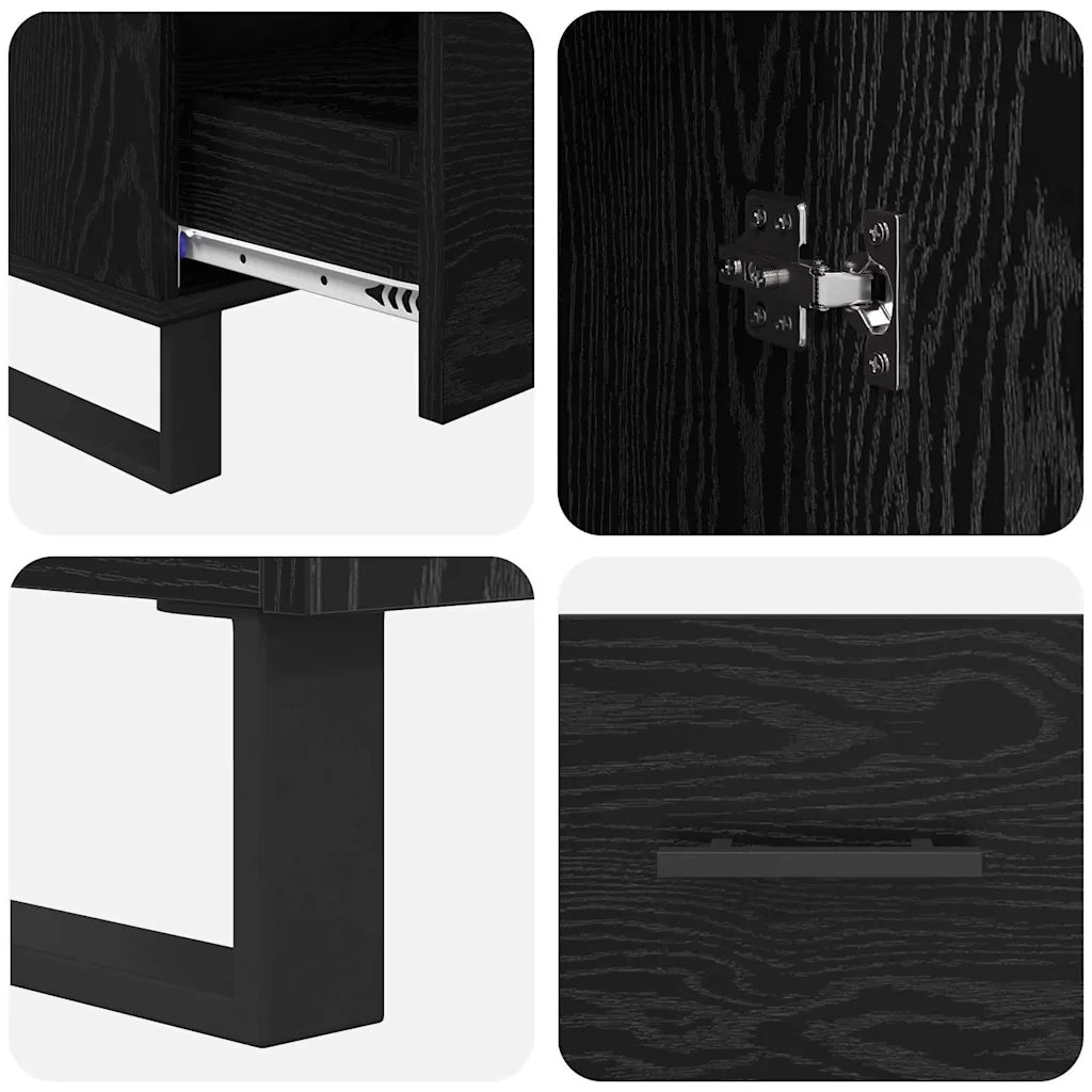 Credenza | Madia | Buffet da pranzo | Armadio da pranzo Rovere Nero 69,5 x 30 x 115 cm Legno multistrato