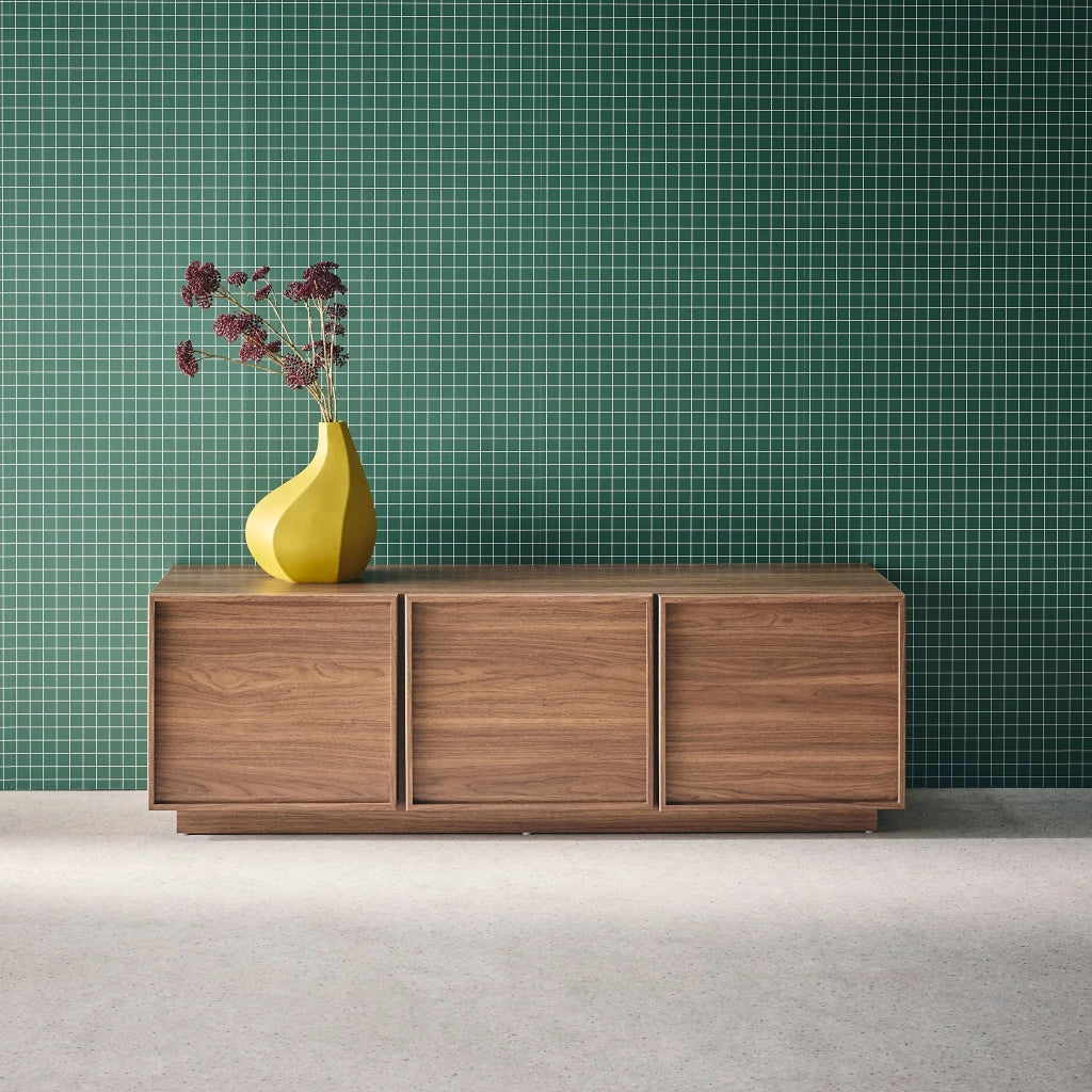 Mobile tv decorazione legno 3 ante 140cm, noce