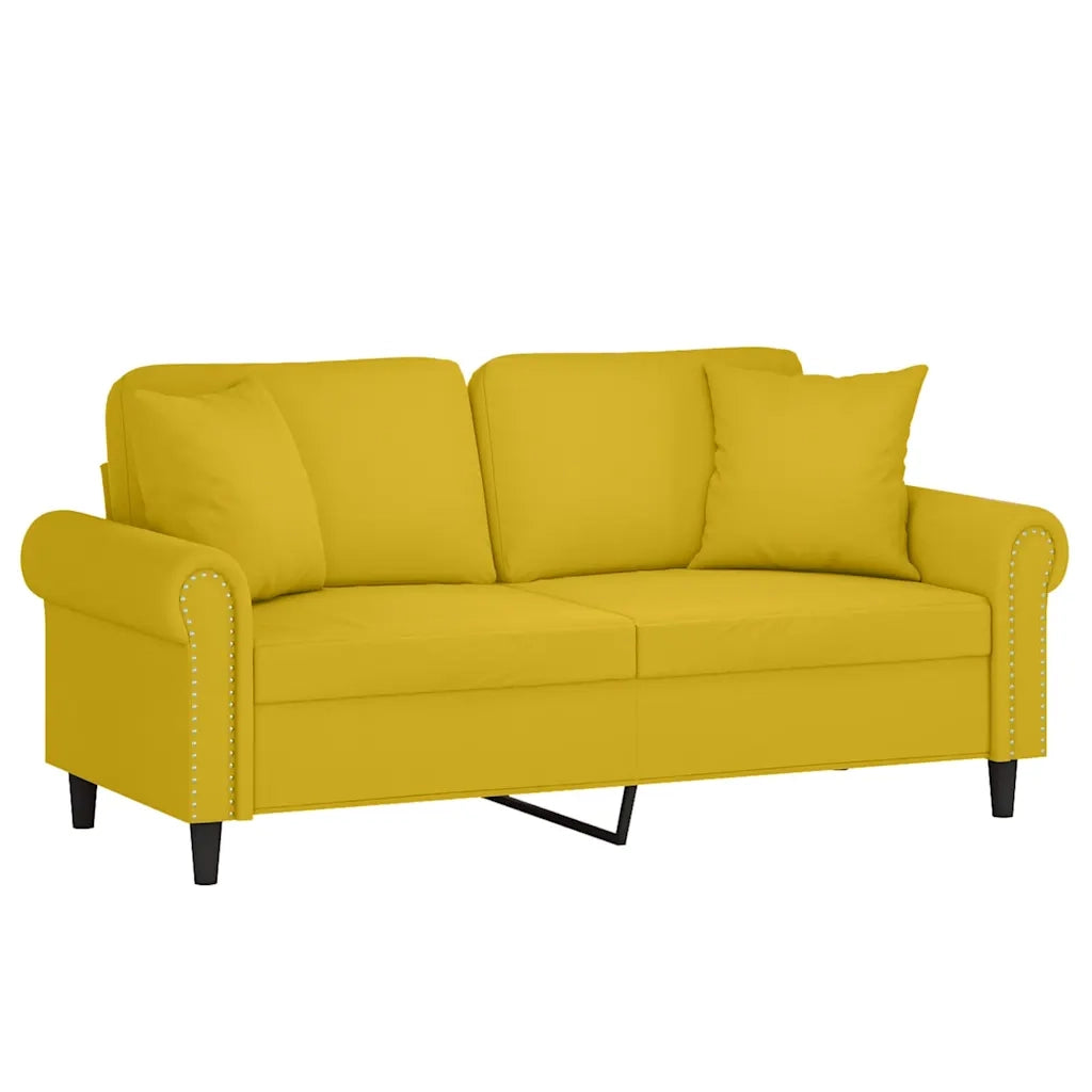Divano a 2 Posti con Cuscini-Sofa 2 Posti con Cuscini Giallo 140 cm in Velluto 117616