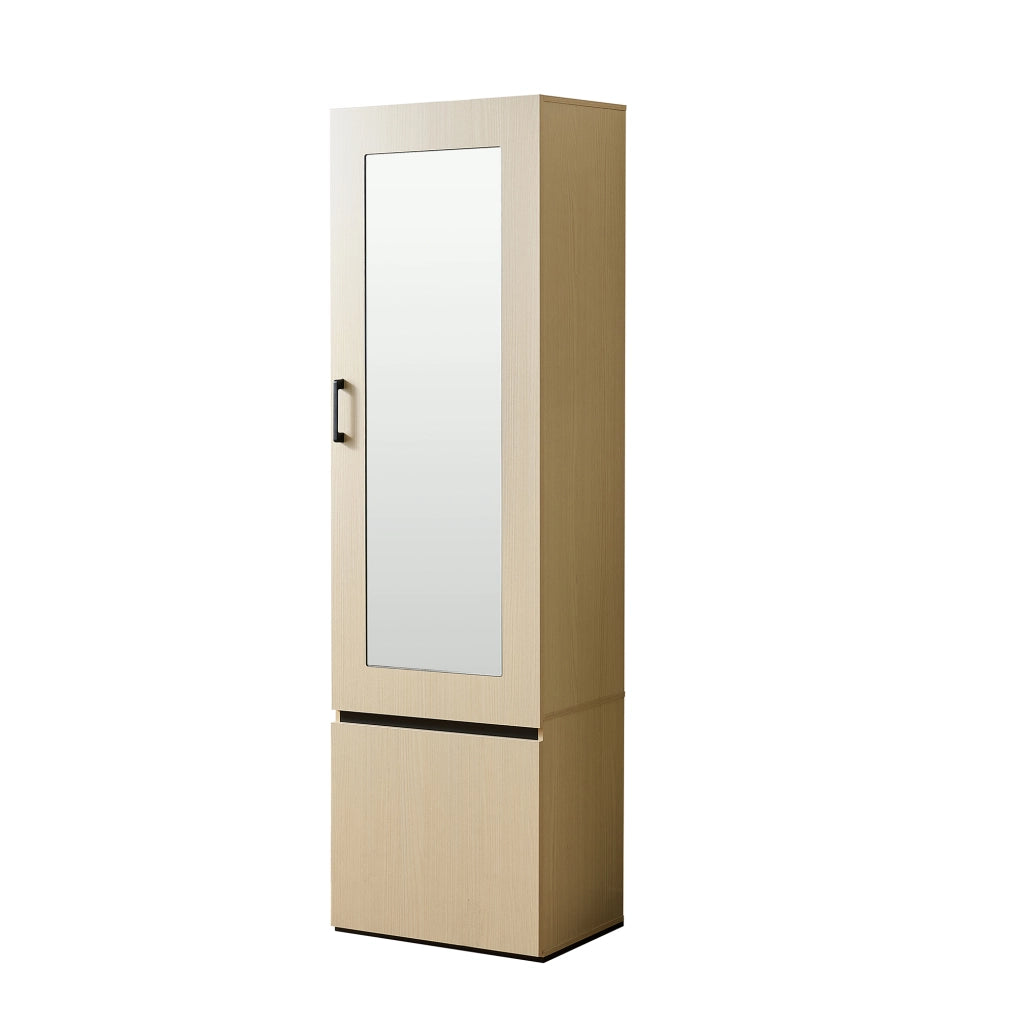 Armadio con specchio e asta appendiabiti estraibile per ingresso e camera; in MDF; legno; 54 × 34;5 × 179;5 cm
