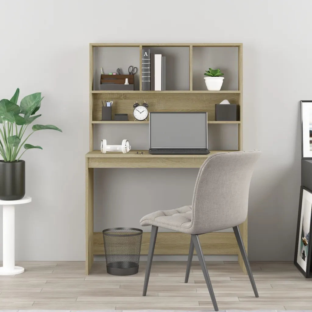 Scrivania | Tavolo da Ufficio Mensole Rovere Sonoma 102x45x148 cm Legno Multistrato