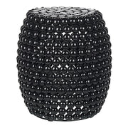 Tavolino in ferro nero in plastica 45 x 45 x 40 cm Tavolino d'angolo a tamburo di forma ovale Soggiorno moderno