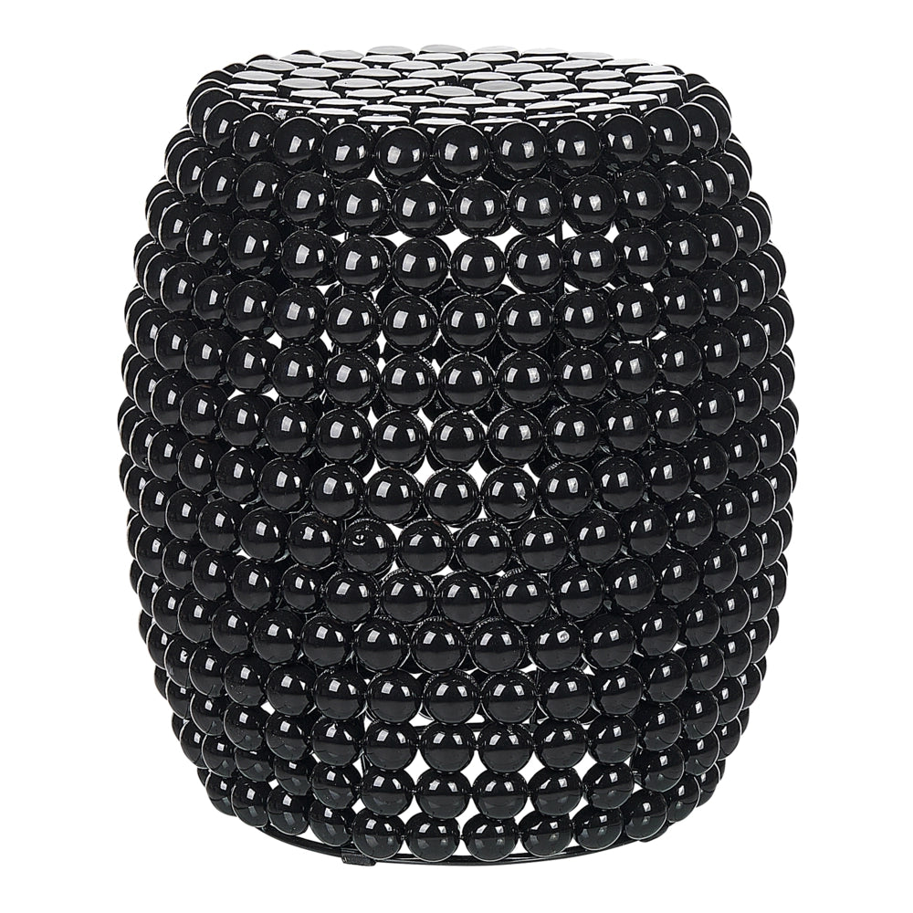 Tavolino in ferro nero in plastica 45 x 45 x 40 cm Tavolino d'angolo a tamburo di forma ovale Soggiorno moderno