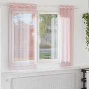 Tende in Voile con Occhielli 2 pz Rosa Chiaro 140x140 cm